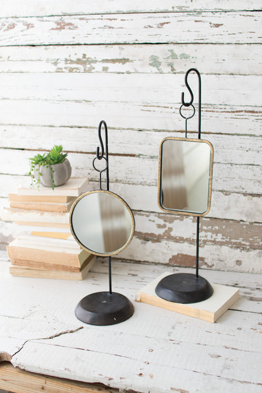 Table Top Metal Mirrors - Set Of 2