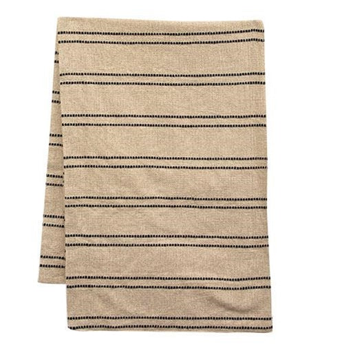 Cream and black thin stripe cotton table runner