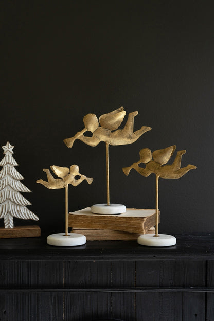 Tabletop Angels on Marble Bases - Set of 3