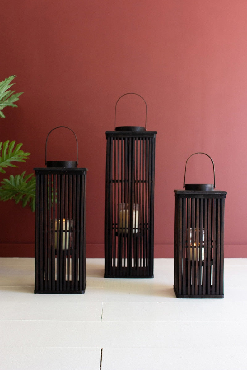 Tall Rectangle Bamboo Lantern - Small