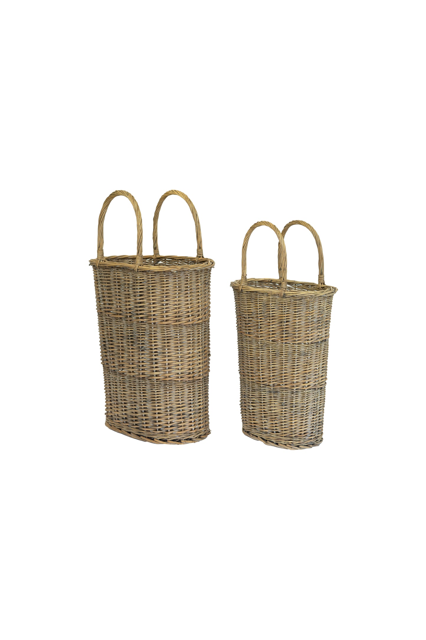 Tall Oval Wicker Baskets - Set of 2