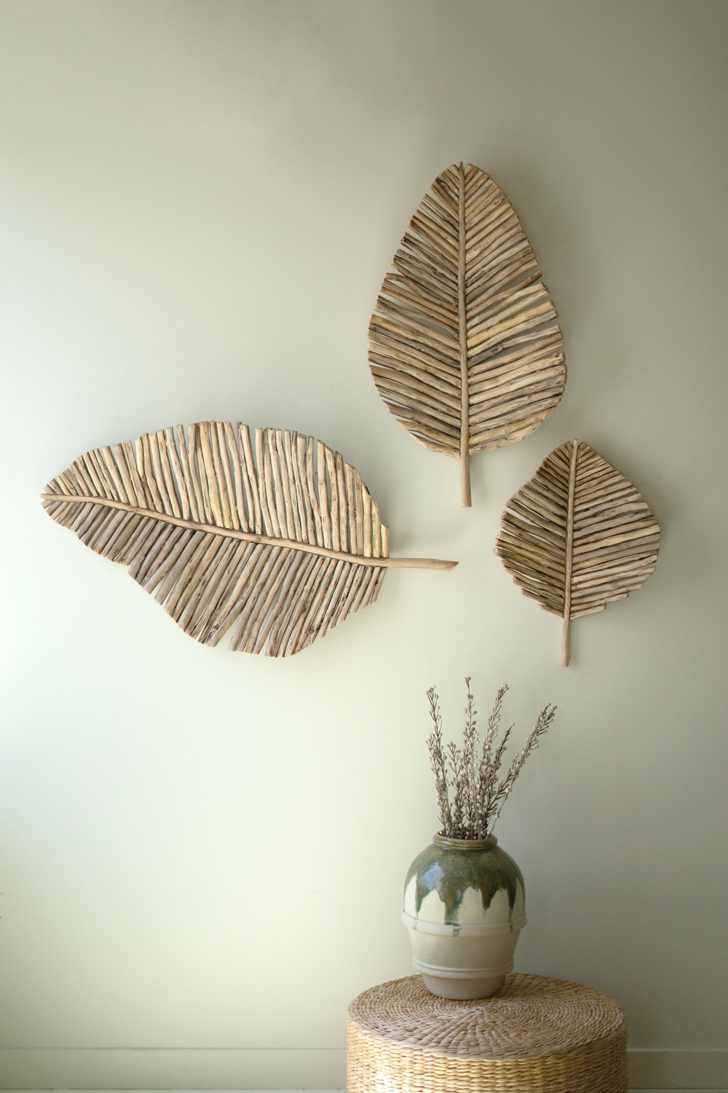 Teakwood Leaves Wall Art - Set of 3
