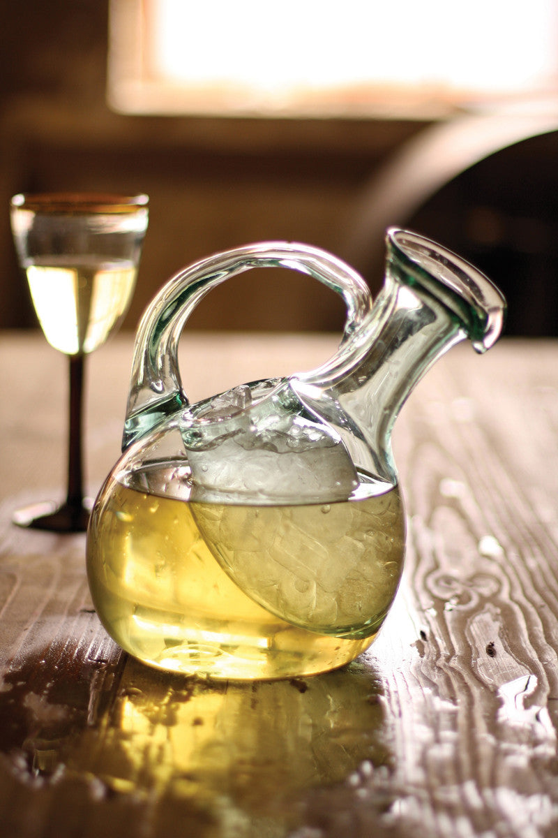 Tilted White Wine Decanter With Ice Pocket