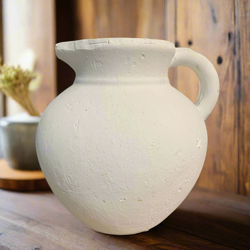 White Pottery Vase With Handle