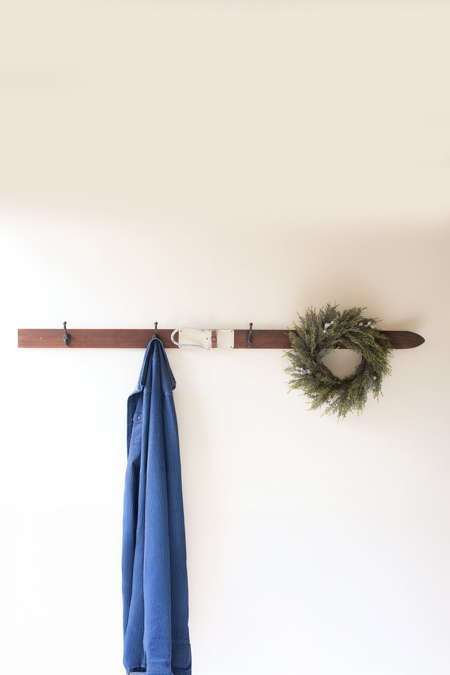 Wooden Ski Wall Coat Rack