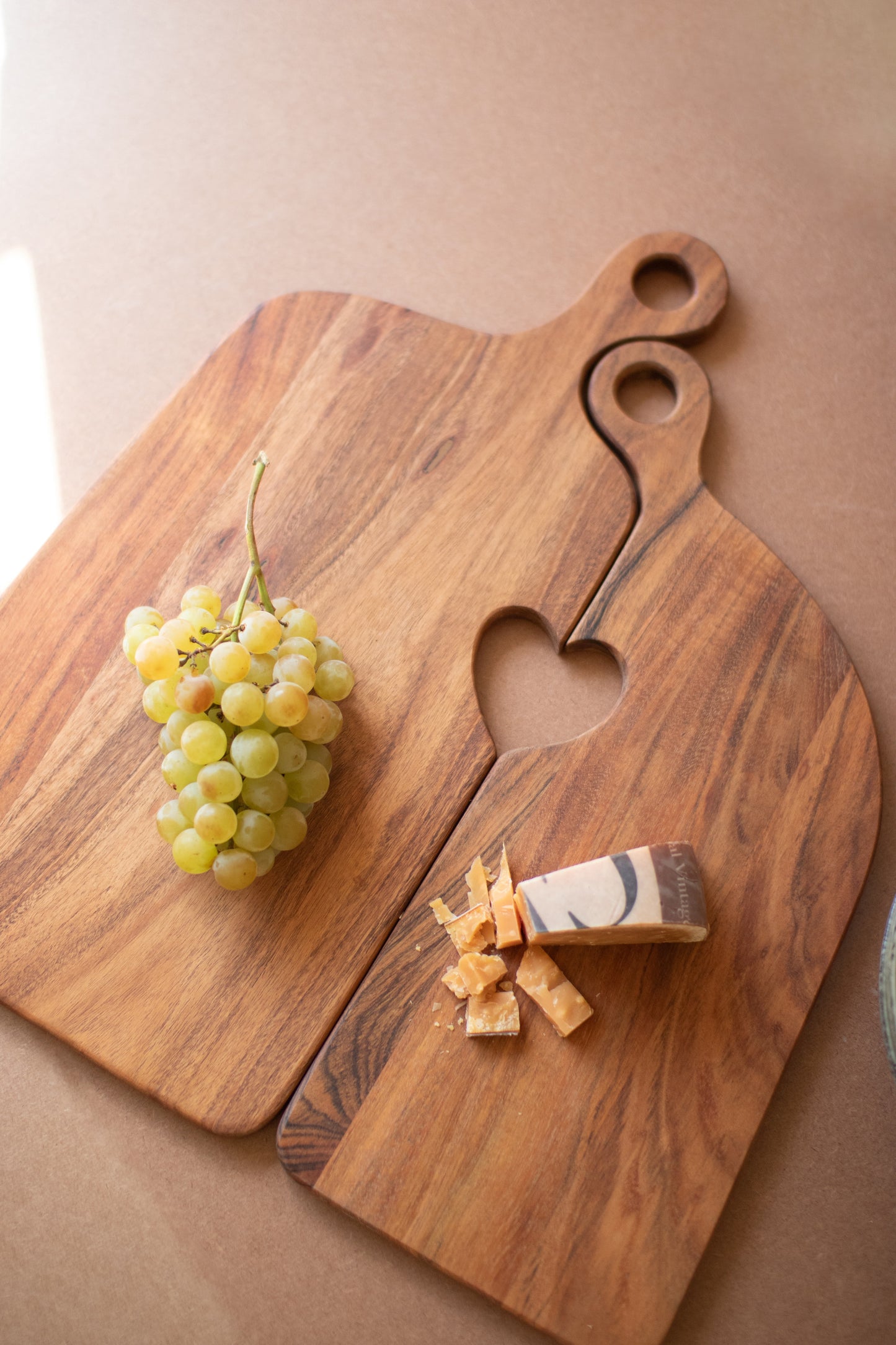 Wooden Serving Boards with Heart Set