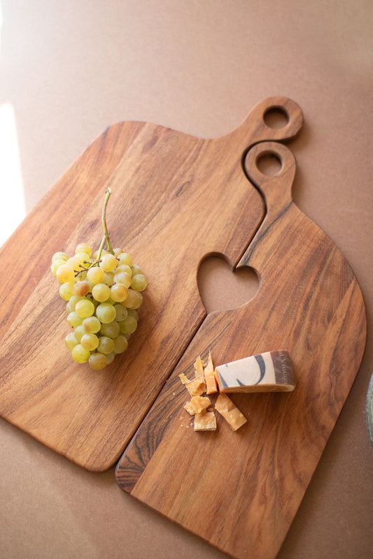 Wooden Serving Boards with Heart Set