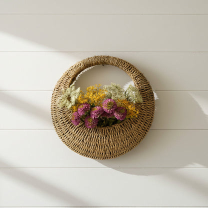Round woven wall basket 