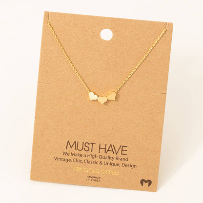 Three Dainty Hearts Necklace: Silver