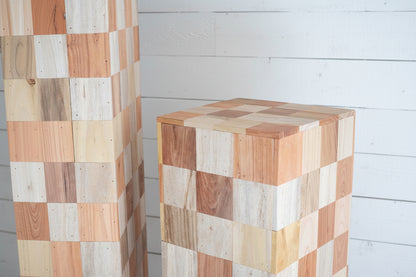 Wood Block Pedestals Set - Accent Tables