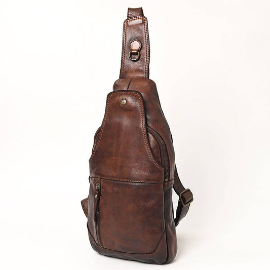 Brown Genuine Leather Sling Bag