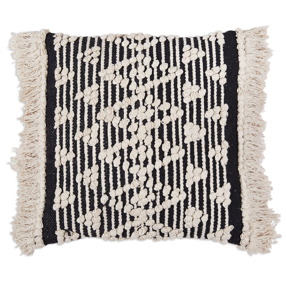 Black and Cream Textured Hand Woven Pillow