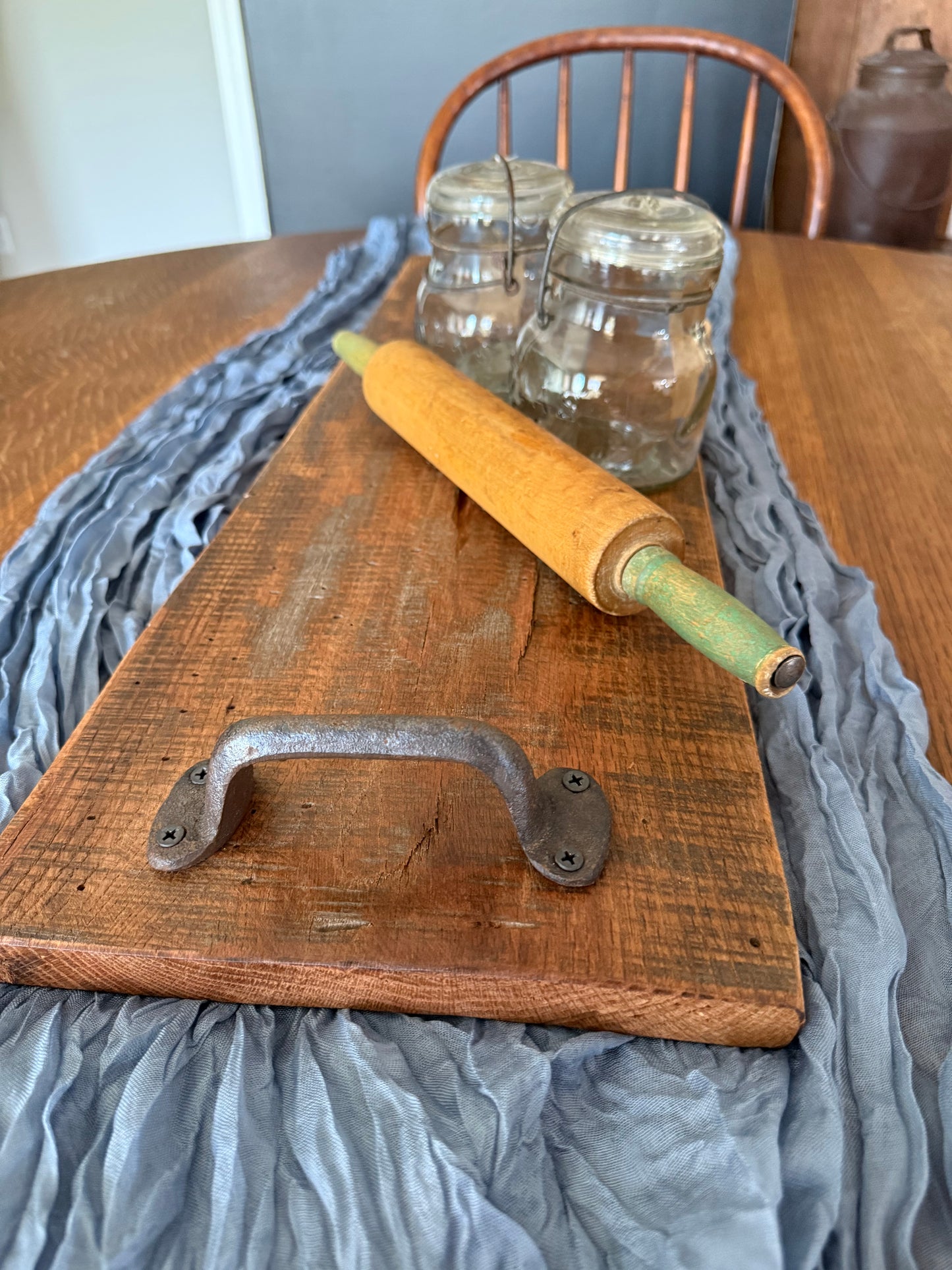 rustic home decor - blue table runner