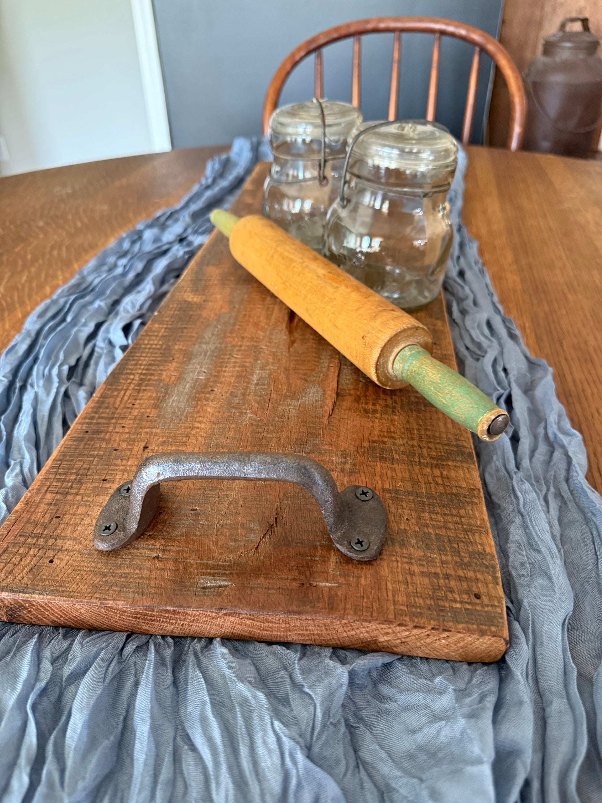 rustic home decor - blue table runner