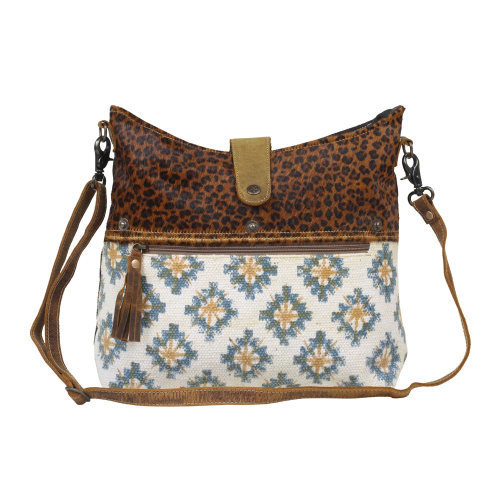 summer handbag by Myra Bag, Canvas and hairon handbag, leather and canvas handbag, boho style purse