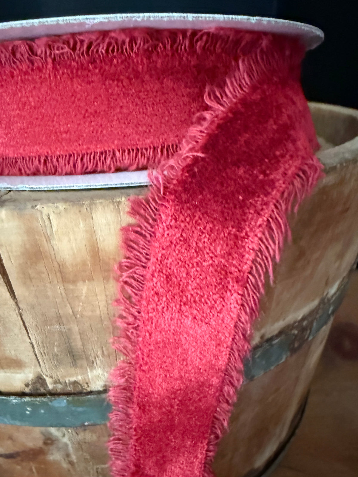 Burgundy Red Velvet Ribbon 1 in - Frayed Edge (10 Yards) | Willow Tree ...