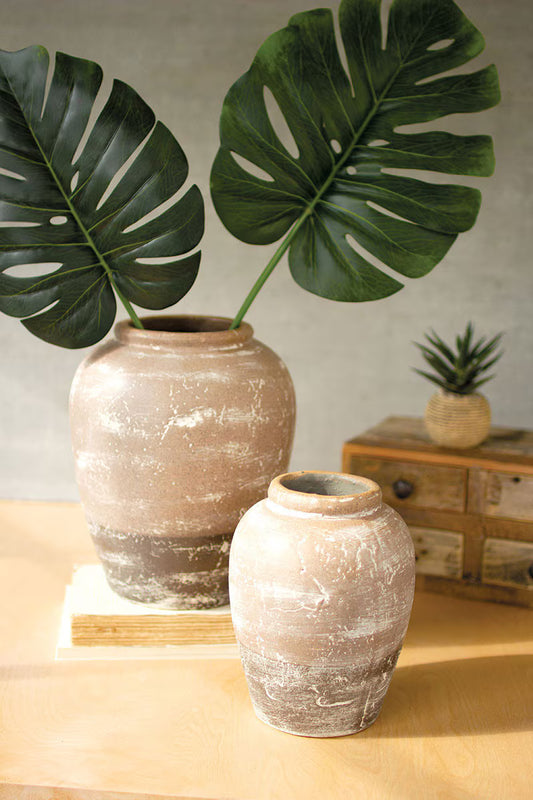 Ceramic Two Toned Urns - Set of Two