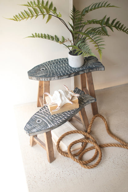 Wooden Fish Stools - Coastal Decor