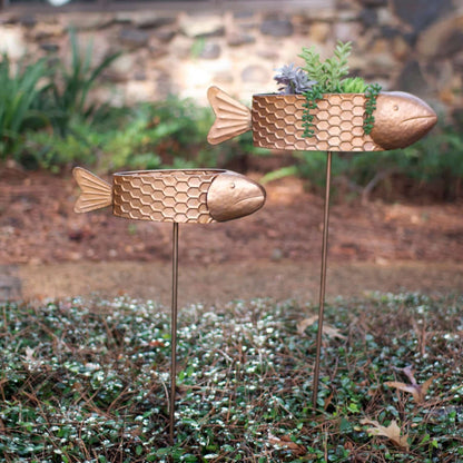 Metal Fish Planter - Set of 2