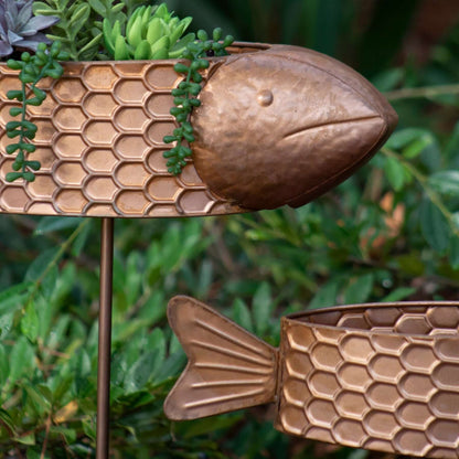 Metal Fish Planter - Set of 2