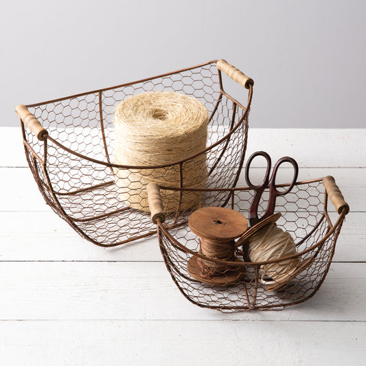 Copper Finish Scoop Baskets - Set of 2