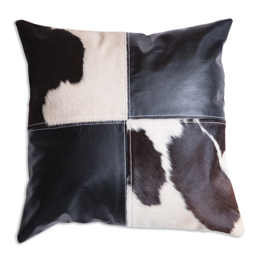 Cowhide and Leather Patch Pillow