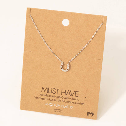 Mini Horseshoe Pendant Necklace: Gold