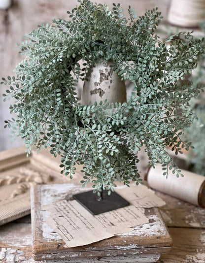 Dusty Green Candle Ring Wreath