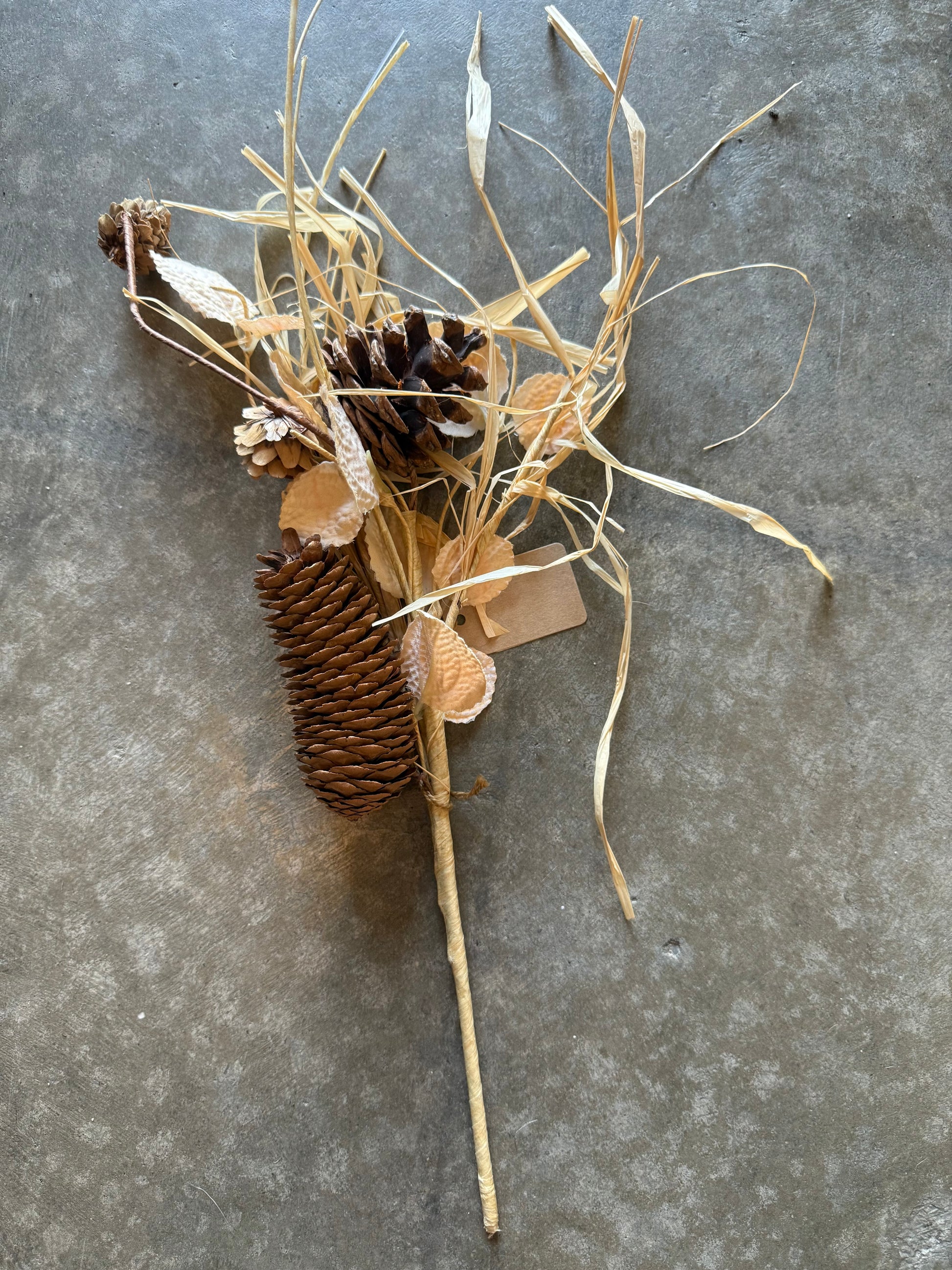 dried grass wtih pinecones- fall floral stem
