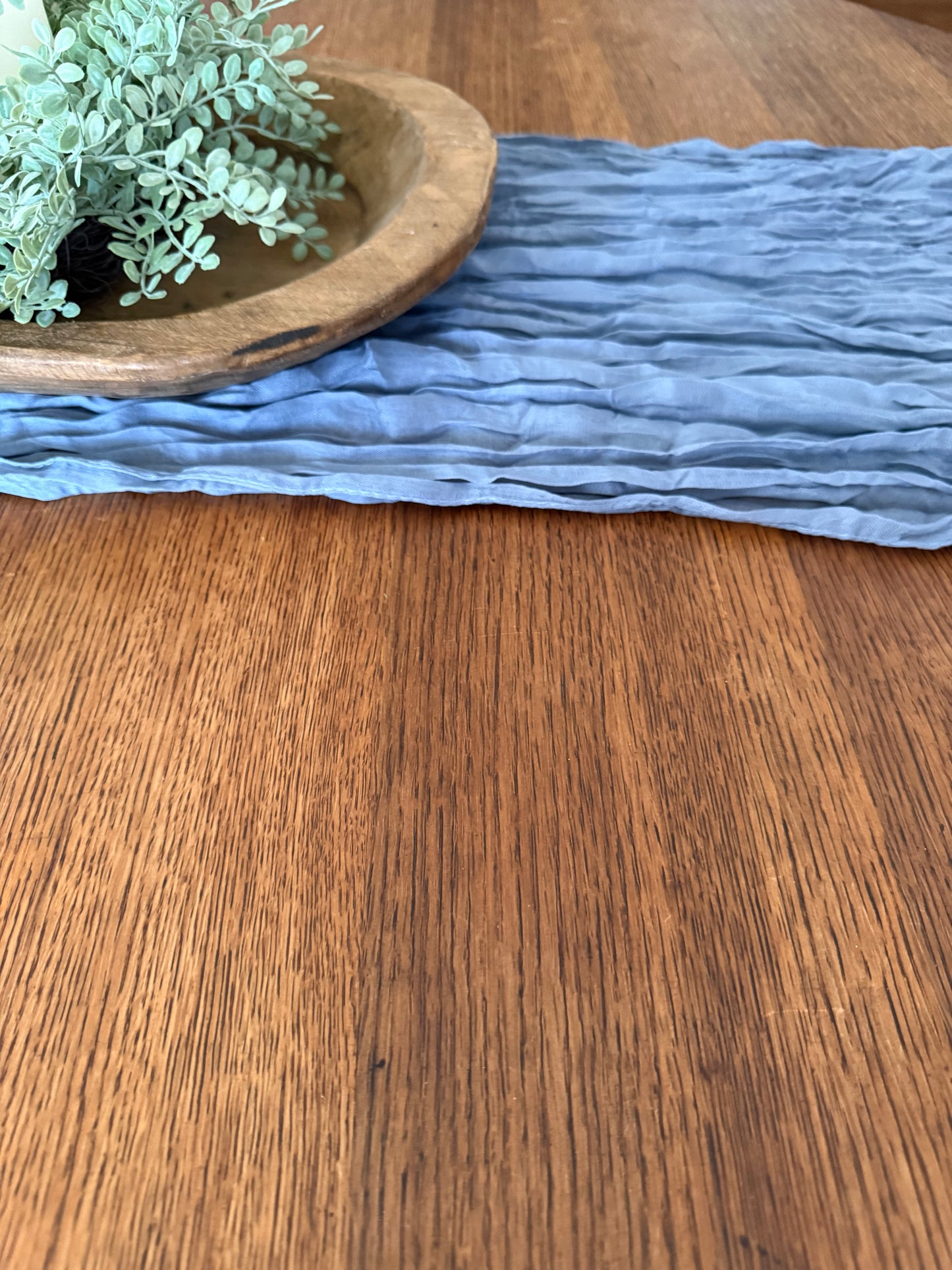 blue table runner spring home decor