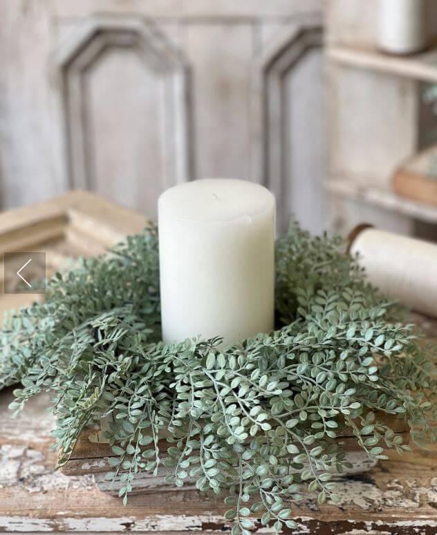 Dusty Green Candle Ring Wreath