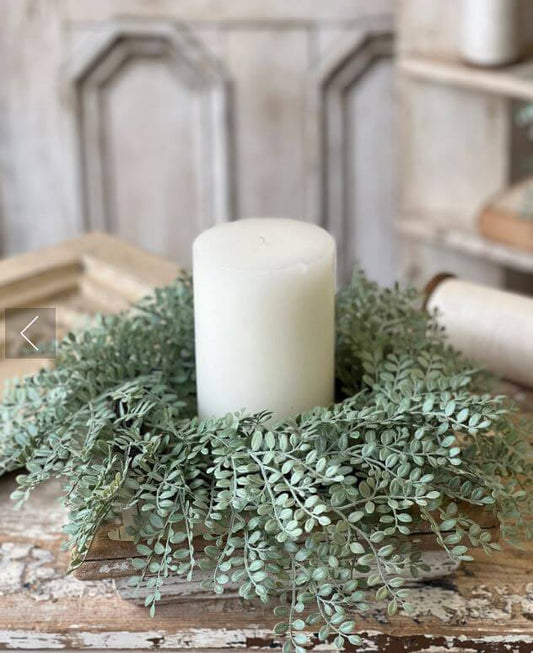 Dusty Green Candle Ring Wreath