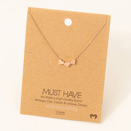 Three Dainty Hearts Necklace: Silver