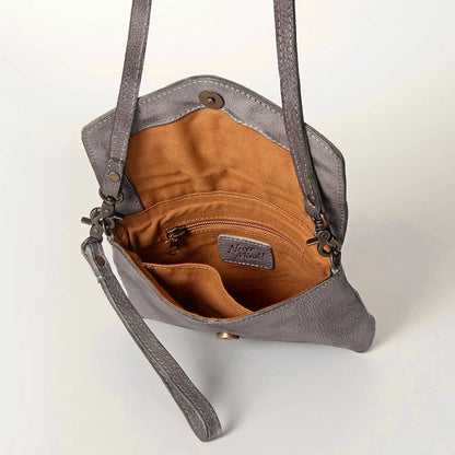 Crossbody Genuine Leather Gray Bag