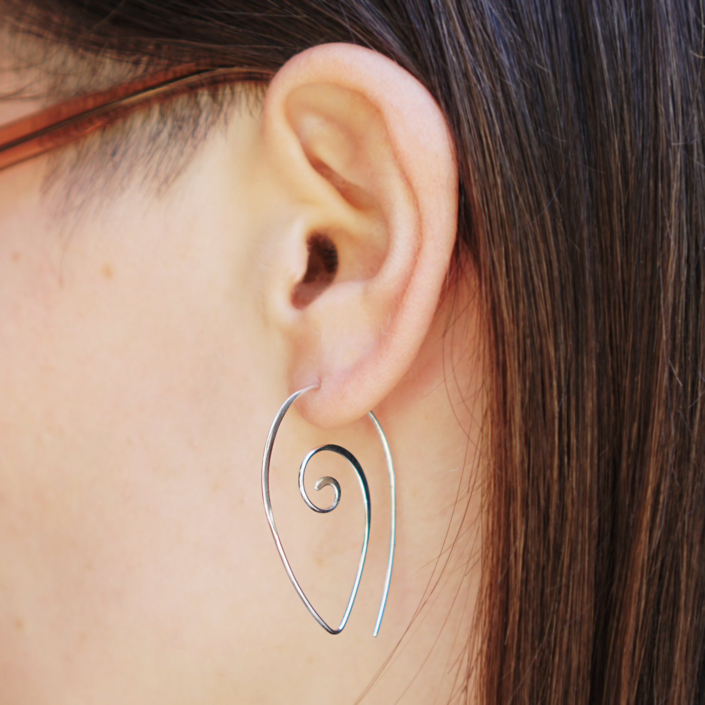 Spiral Teardrop Shape Earrings 40x26mm: Sterling Silver