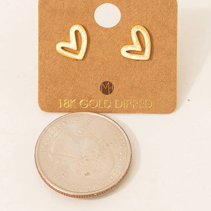 Gold Dipped Heart Stud Earrings: Rose Gold