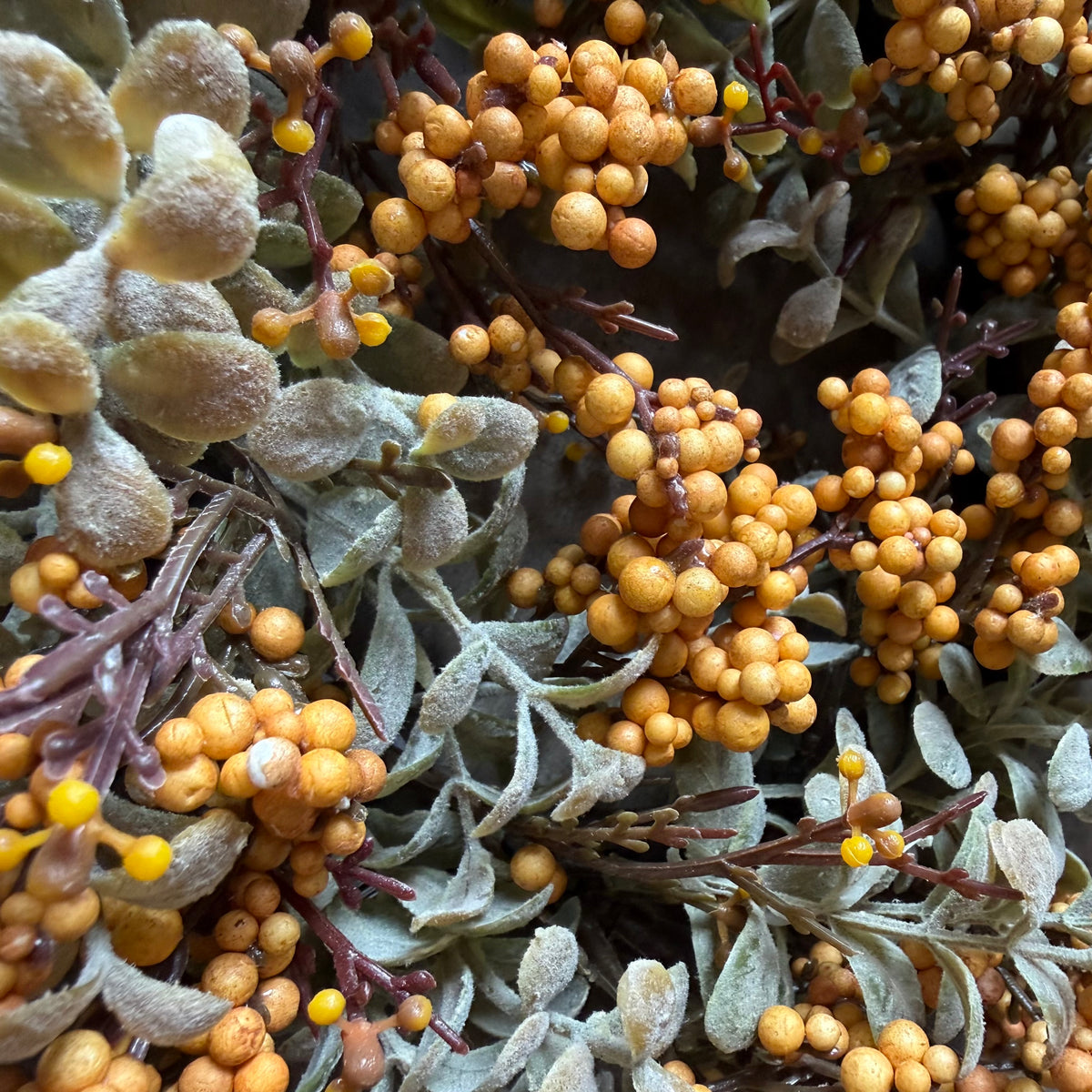 Close-up of artificial berry foliage for fall