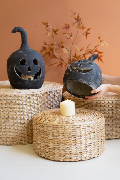 Black Clay Jack-O-Lanterns - Set of 2