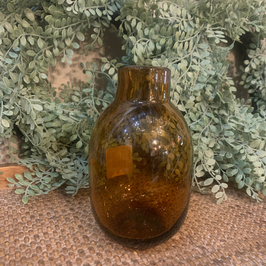 farmhouse vintage style vase - amber bottle