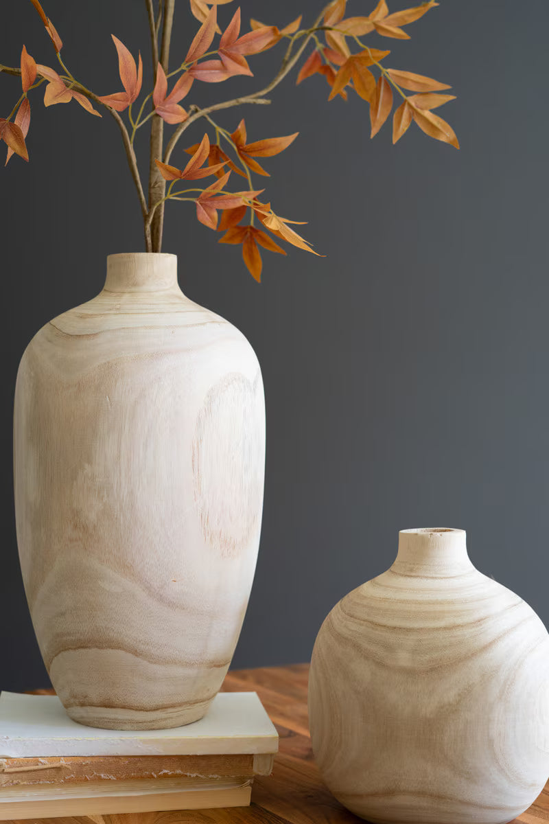 Carved Wooden Bulb Vases - One Each Design- Set of 5