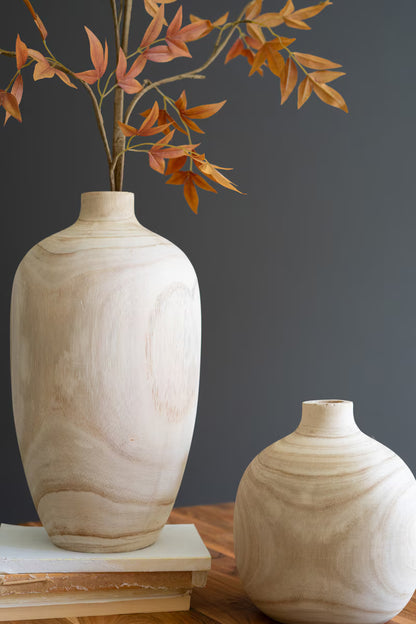 Carved Wooden Bulb Vases - One Each Design- Set of 5