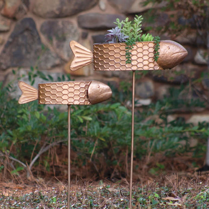 Metal Fish Planter - Set of 2
