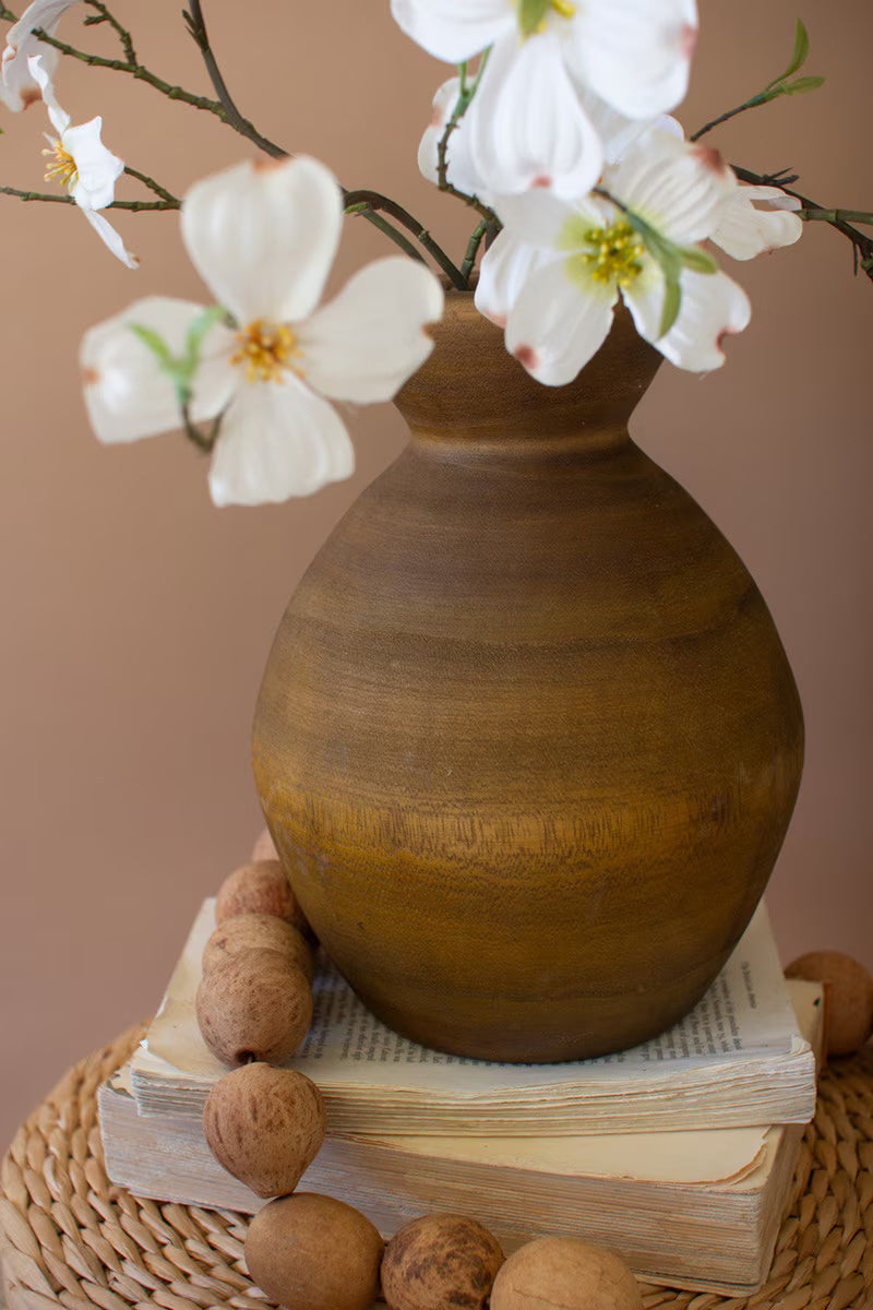 Hand Carved Wooden Vases - Set of Four