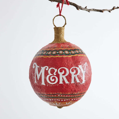 Jumbo Merry Paper Mache Ornament