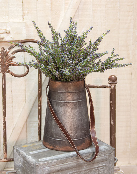 Metal Hanging Container with Leather Strap
