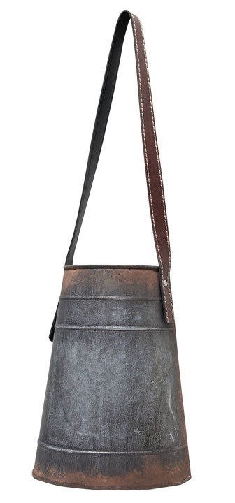 Metal Hanging Container with Leather Strap