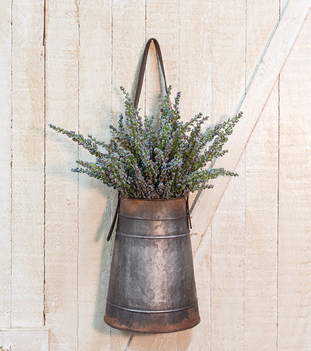 Metal Hanging Container with Leather Strap