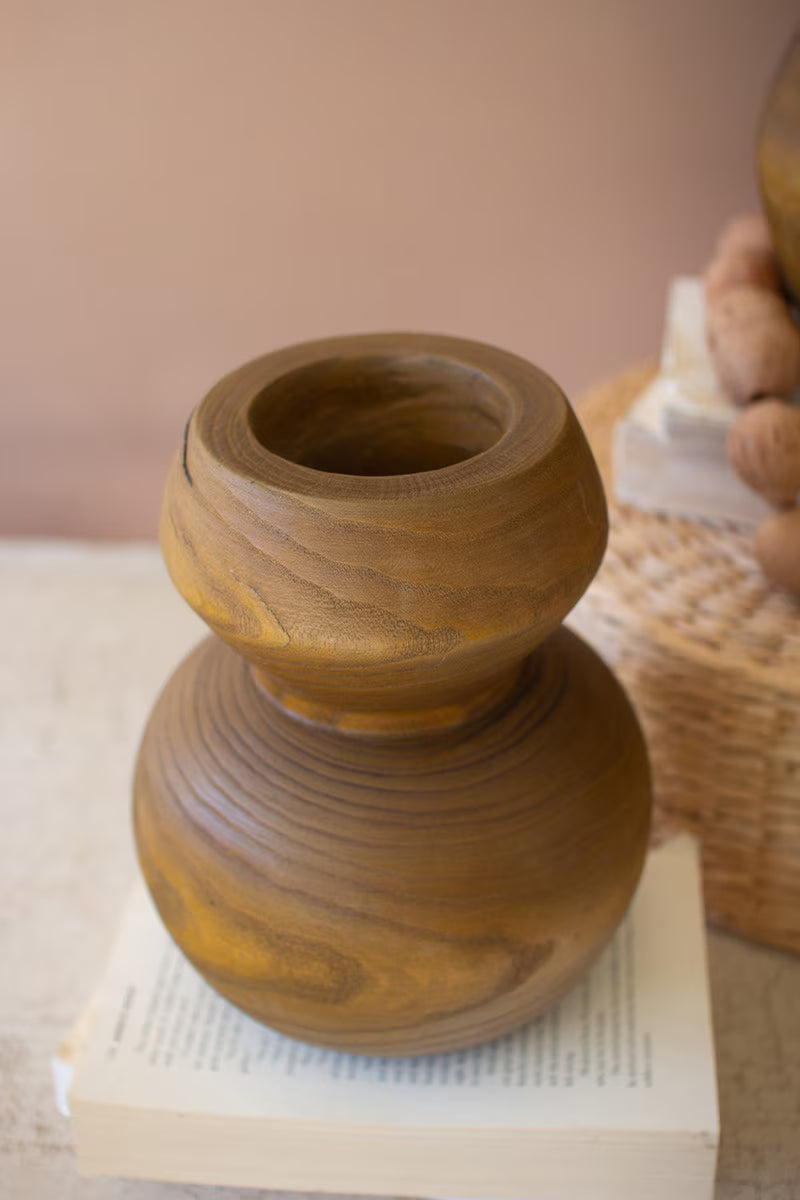 Hand Carved Wooden Vases - Set of Four
