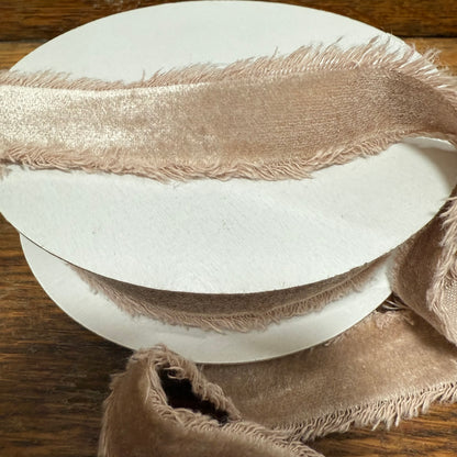 Natural Velvet Ribbon 1 in - Frayed Edge (10 Yards)