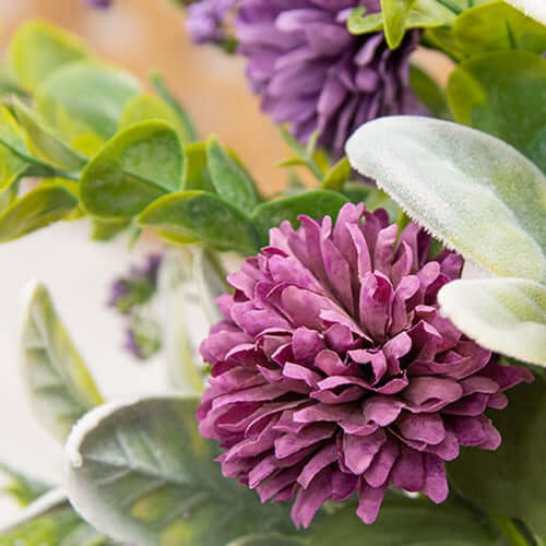Violet Chrysanthemum and Lamb's Ear Bouquet